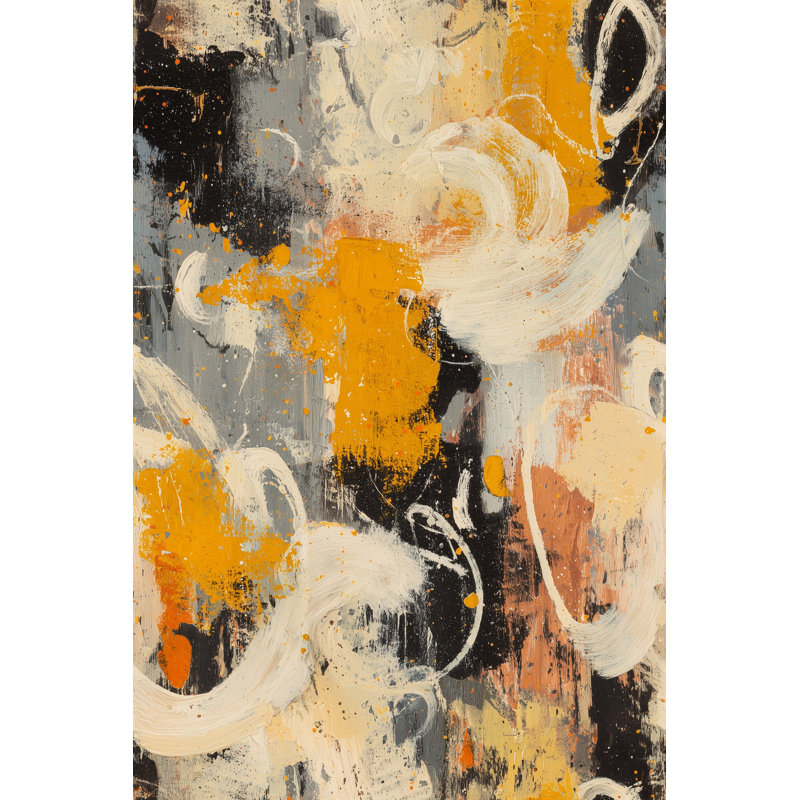 Papier peint abstrait texturé à coups de pinceau texturé jaune moutarde amovible, Peler et coller