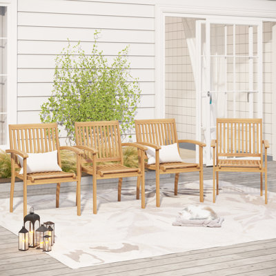Chaise de salle à manger d'extérieur Eldona Premium avec structure en bois massif