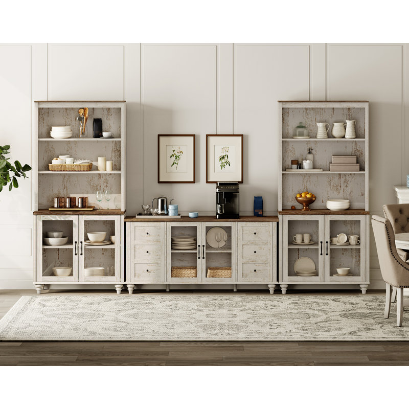 Sideboard Cabinet With Bar Hutch, Buffet Cabinet With 12 Drawers And 3 Tier Shelves