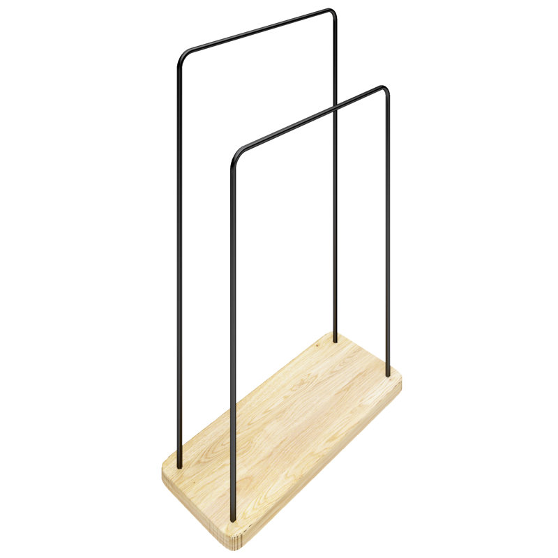 Bakari 54 cm L Freestanding Towel Stand, Black/ Natural Oak Wood