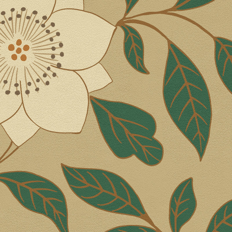 Haxtun Vinyl Floral Indoor Rug, Rectangle 1'9" x 2'8"