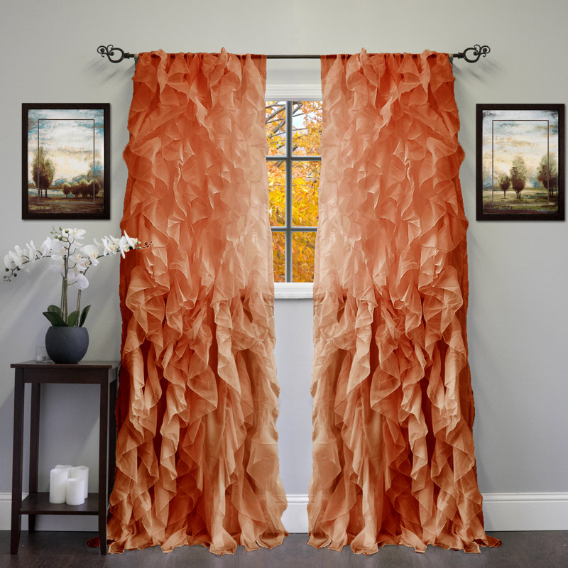 Fulda Semi Sheer Curtain Single Panel, Spice, 50" W x 108" L