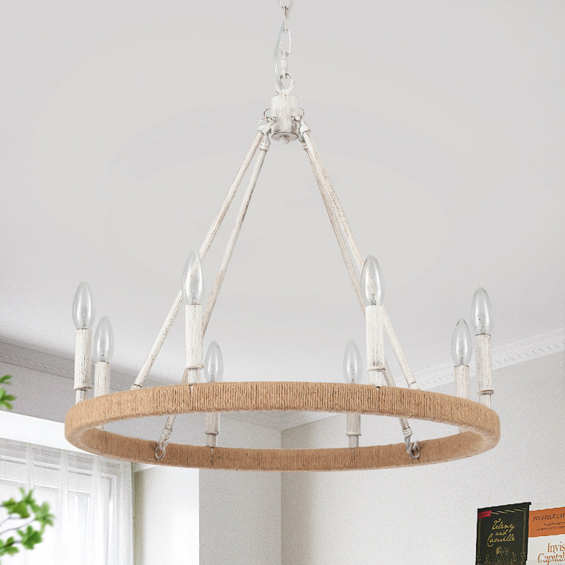Hendon 8 - Light Dimmable Kitchen Island Wagon Wheel Chandelier, Gold, 8 - Lights