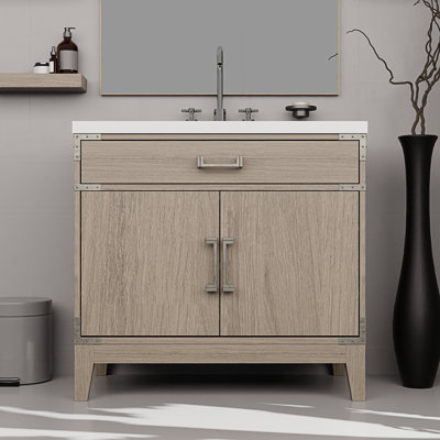 36 po X P 22 po D Meuble-lavabo simple avec plateau en marbre de culture