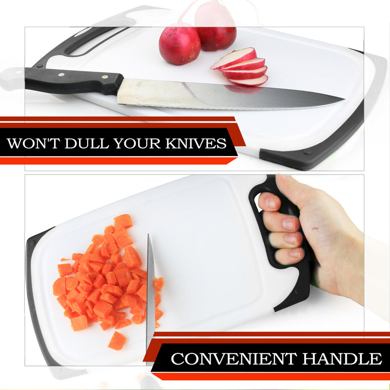 Belwares 3 Piece Plastic Cutting Board Set, Black