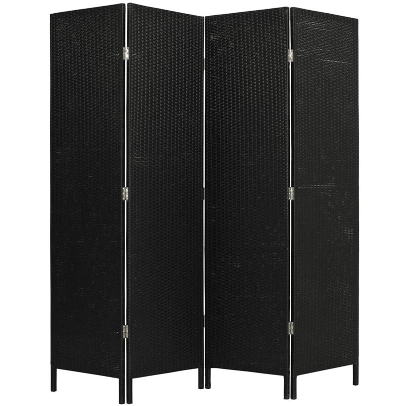 Ahsaad Resin Patio Privacy Screen Room Divider, 4, Black