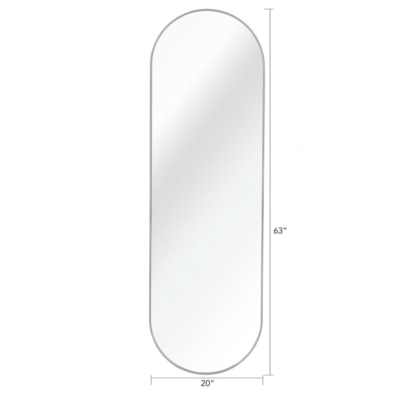 Miroir de salle de bain, 63 po x 20 po, Argent, Ovale