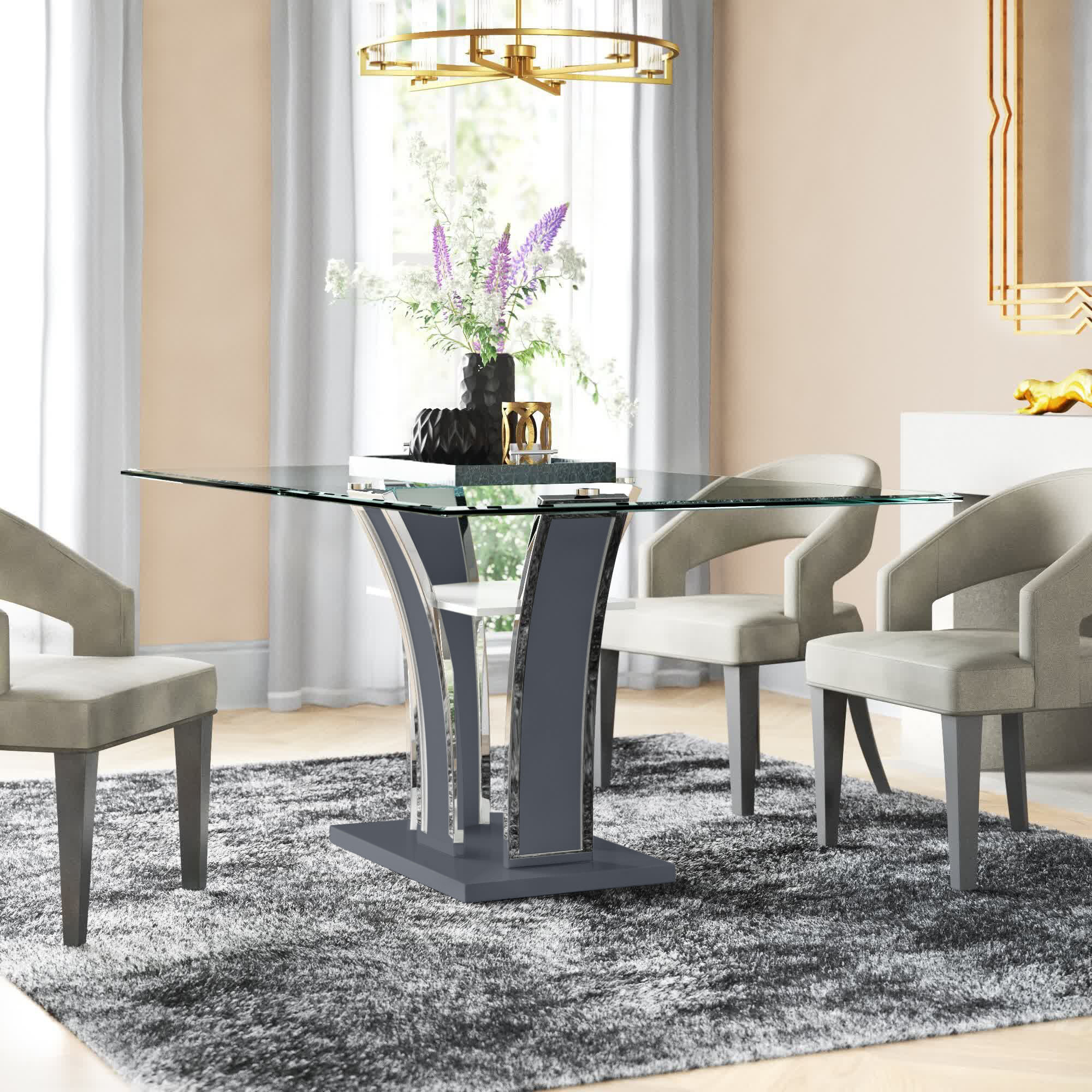 Everly Quinn Glass Top Dining Table | Wayfair