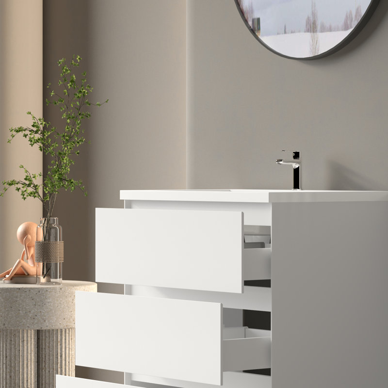 1_Cascade 30 po Ensemble de meubles de salle de bain érable gris avec armoire et lavabo, Blanc