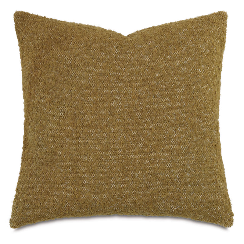 Marl Feather Reversible Throw Pillow, Mustard, Square 22"