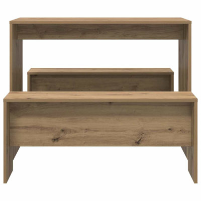 3 Piece Dining Table And Bench Set Engineered Wood