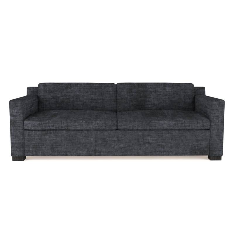 Mercer Track-Arm Sofa, 33.5" H x 84" W x 39" D, Box Weave Linen Blue Print, Ebony