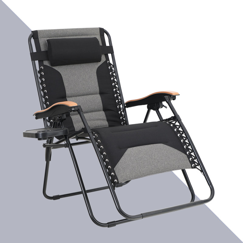 Très grand fauteuil inclinable zéro gravité avec coussin Syril, Noir