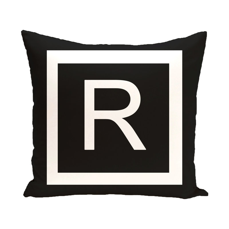 Reversible Throw Pillow, Raven / White, 26" H x 26" W x 2" D, R