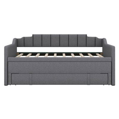 Zanaria Twin Size Upholstered Daybed with Trundle & Three Drawers -  Red Barrel StudioÂ®, 4623B018516D496FAFCF2024EA4CFFEC