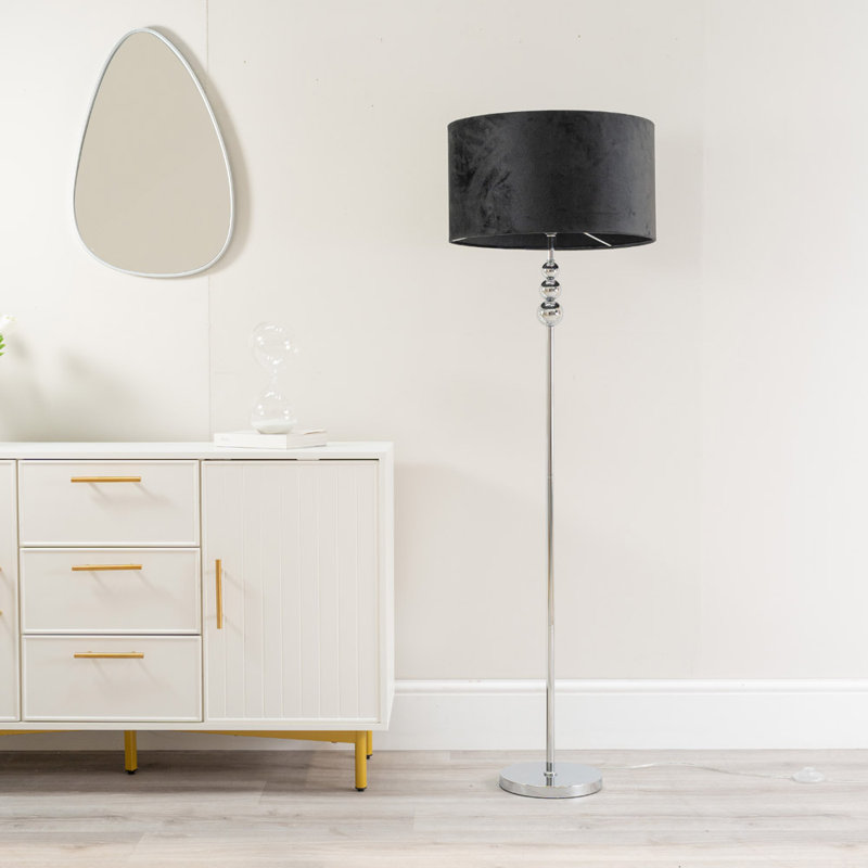 Randalia 145cm Traditional Floor Lamp, Black, Chrome