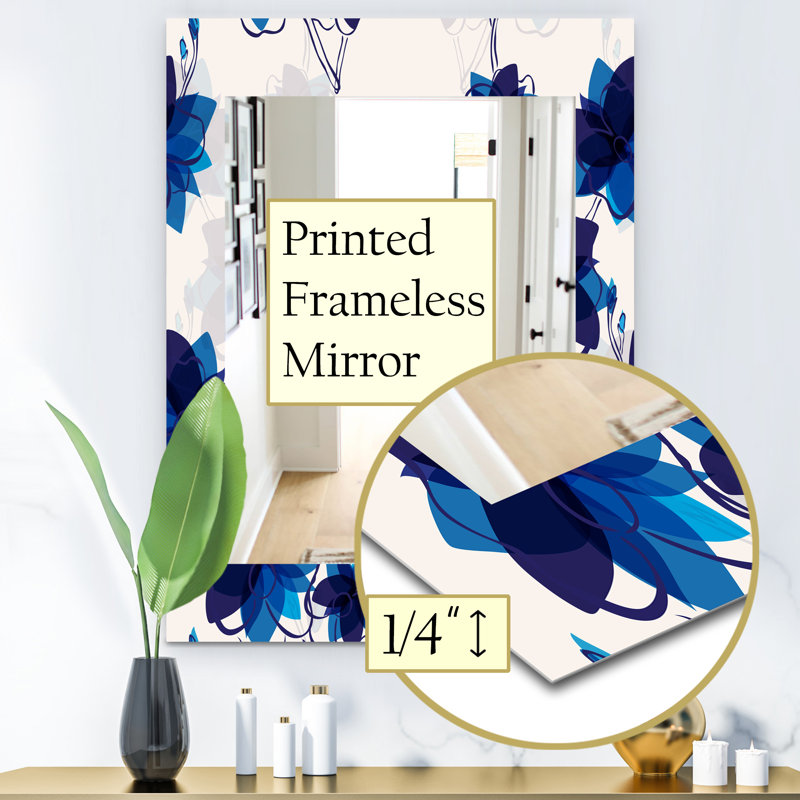 Miroir d’appoint mural traditionnel fleurs abstraites, H 24 po x l 32 po