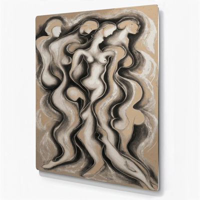 Abstrait figuratif 57, art mural en métal beige