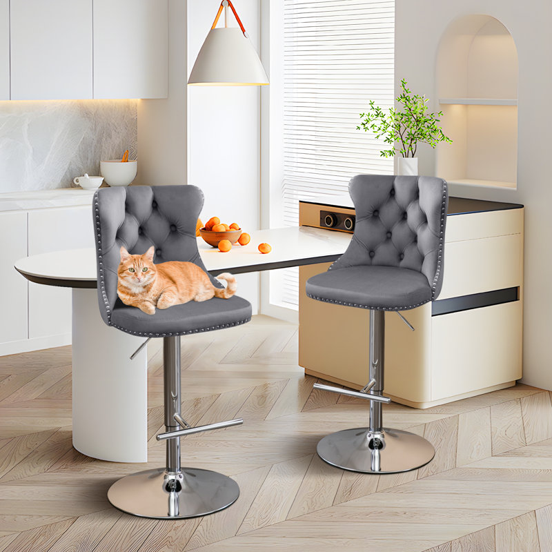 Tabouret pivotant à hauteur réglable Komara, Gris