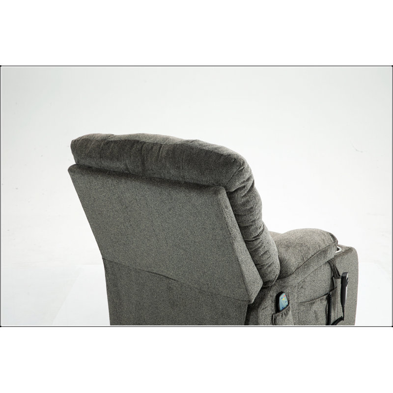 Fauteuil surélevé surdimensionné pour grand et grand avec mousse haute densité, chaleur, massage, poches, porte-gobelets et double moteur OKIN