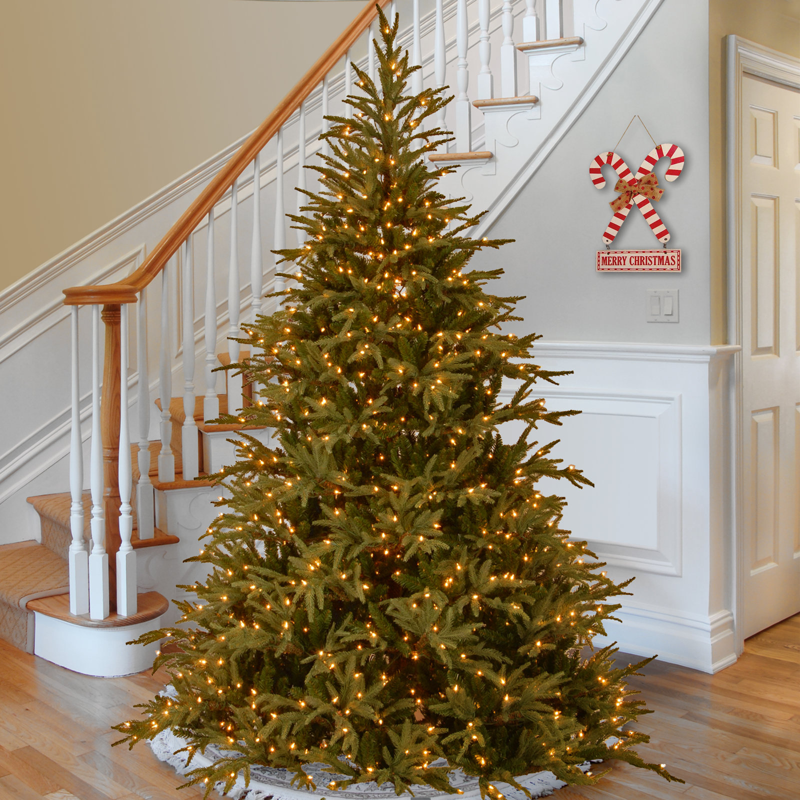Flocked Pre-Lit Fir Christmas Tree, 9'
