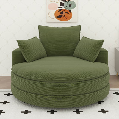 Fauteuil demi-tonneau pivotant, fauteuil pivotant à 360 ° avec 3 coussins