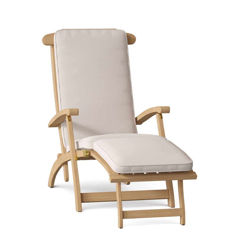 Steamer Outdoor Teak Chaise Lounge, Canvas Canvas Sunbrella® Canvas