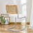 Velvet and Teddy Fabric Upholstered Side Chair with Cane Rattan Back-1755046868-1755046856