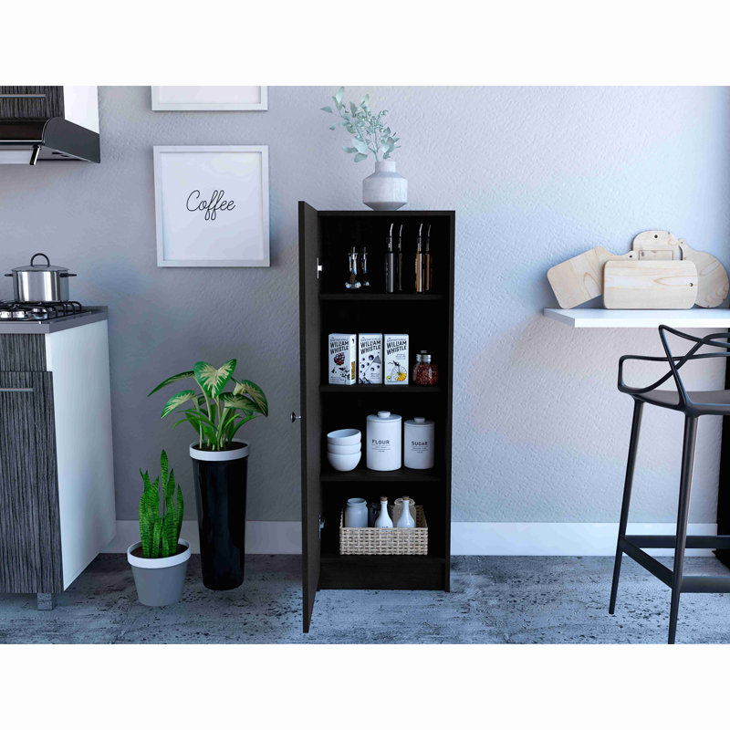 Armoire de rangement à une porte avec quatre tablettes intérieures, Noir