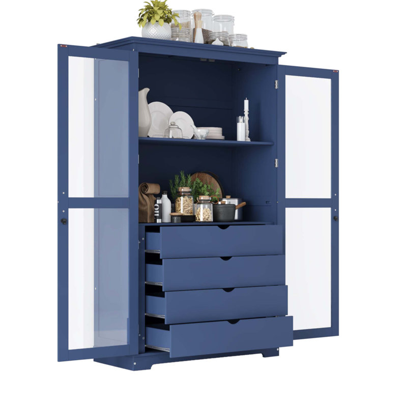 Armoire de rangement de cuisine autoportante, Bleu