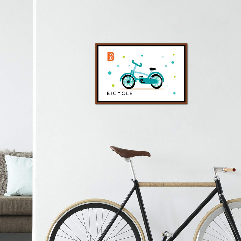 «B Is» pour vélo - impression, Pas de tapis, Toile avec cadre brun, H 18 po x l 26 po x P 1,5 po