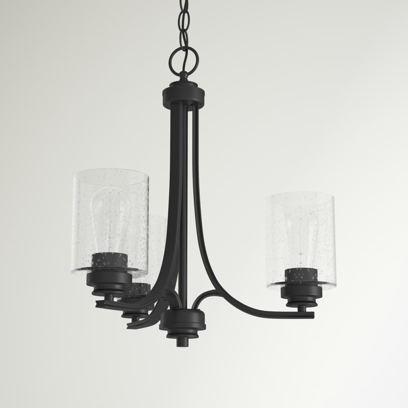 Stadium 3 - Light Dimmable Empire Chandelier, Clear Seeded, Flat Black