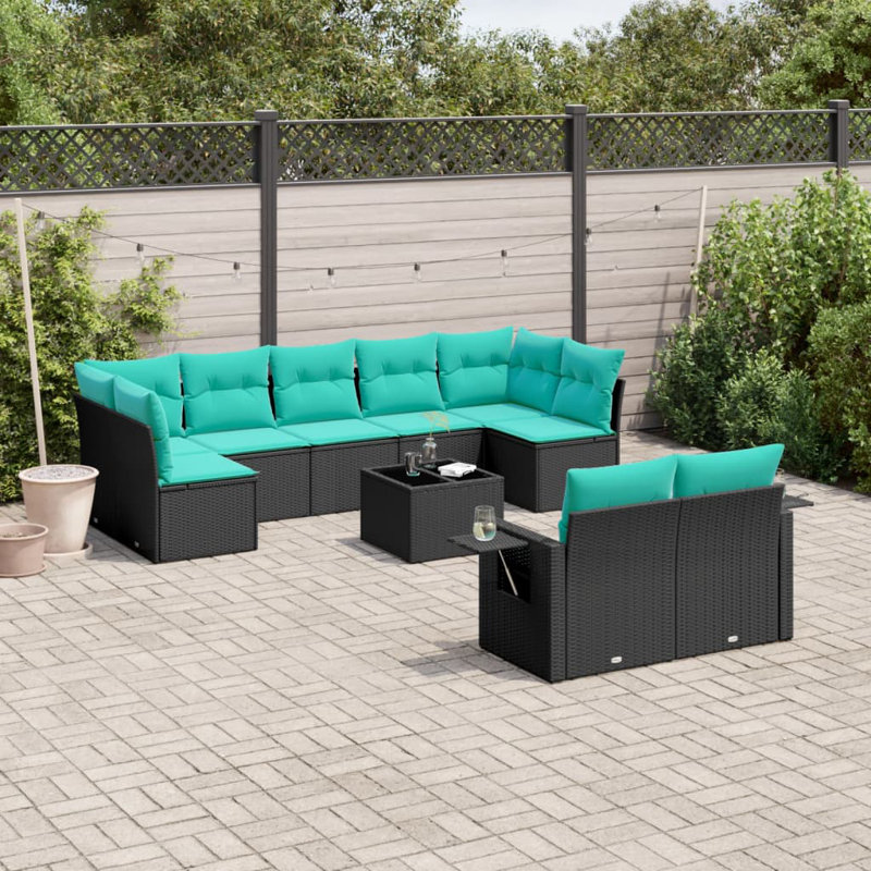 Ensemble de canapé de jardin 10 pièces avec coussins pour l'extérieur