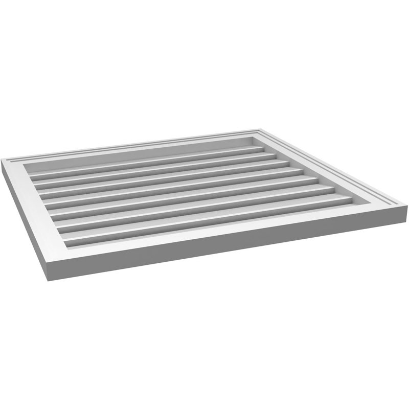 Évent à pignon fonctionnel en uréthane rectangulaire à fixation en surface, brun clair apprêté, H 26 po x l 30 po x P 1,5 po