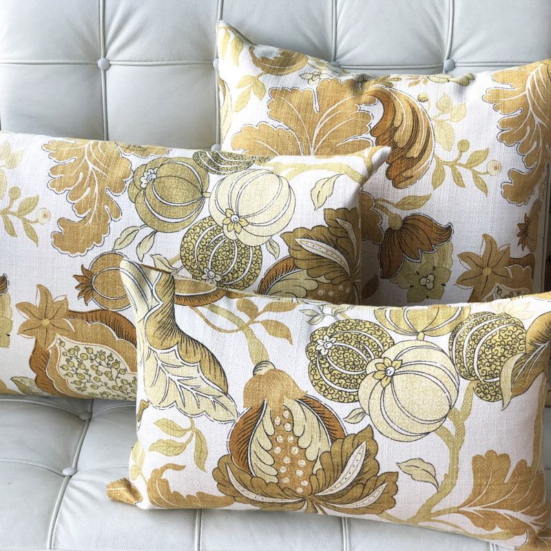 Harvest Floral Throw Pillow, Yellow, 16" H x 24" W x 8" D