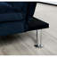 Futon 2 places convertible en lit en microfibre bleu marine contemporain, avec pied de soutien supplémentaire, élégant et adapté aux petits espaces.