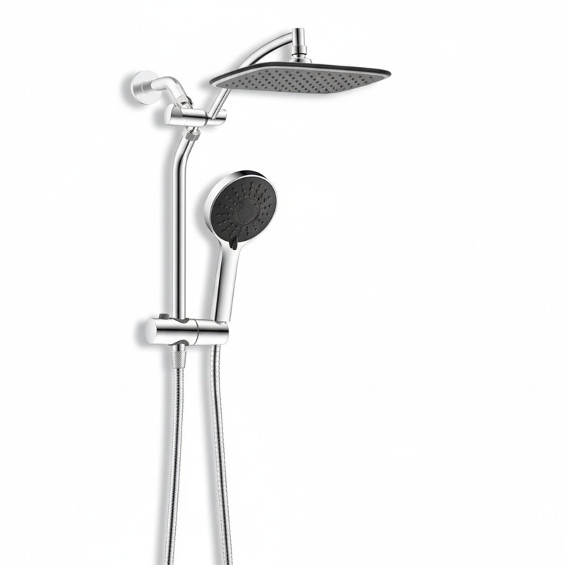 10" Black Rain Shower Head with Handheld, High Pressure, Chrome