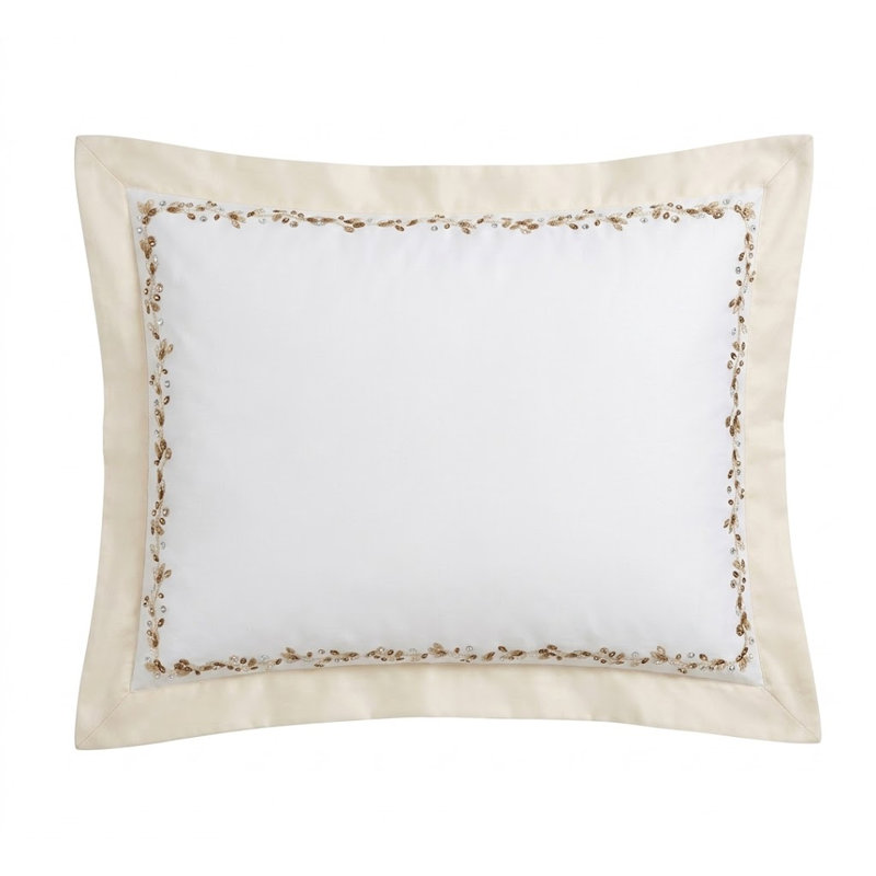Incanto Embroidery by DEA 100% Cotton Sham, Euro Sham, Ivory
