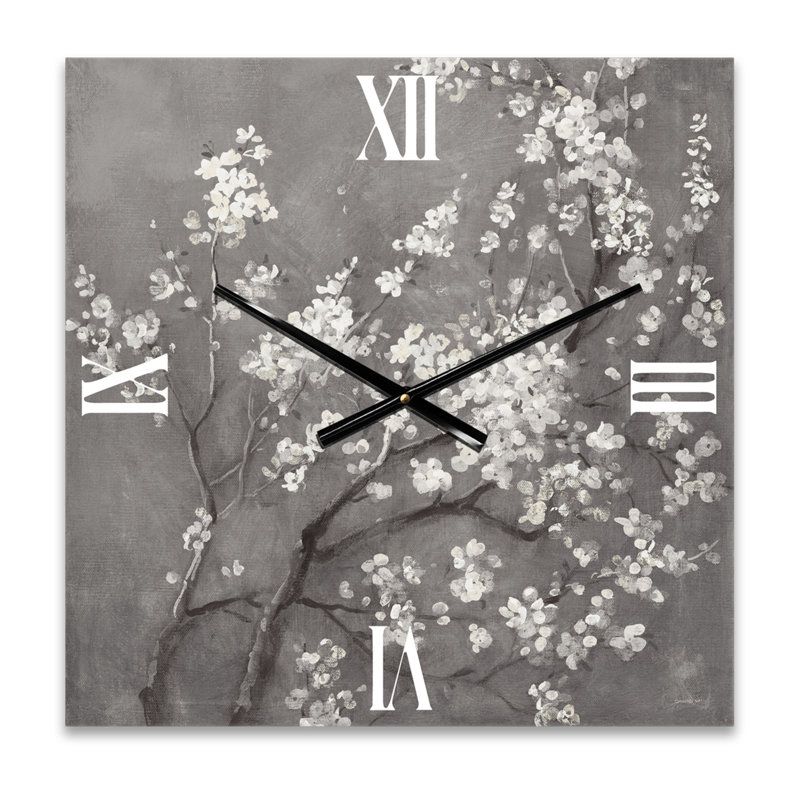 White Cherry Blossoms I - Horloge murale traditionnelle, Moyen