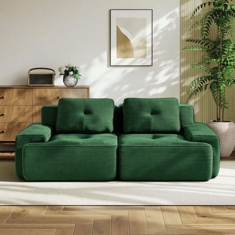 Canapé modulaire en L 82 po, Vert