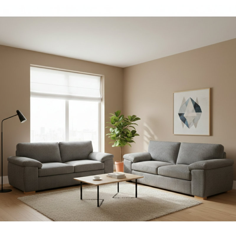 5 Seater Corduroy Sofa, Grey