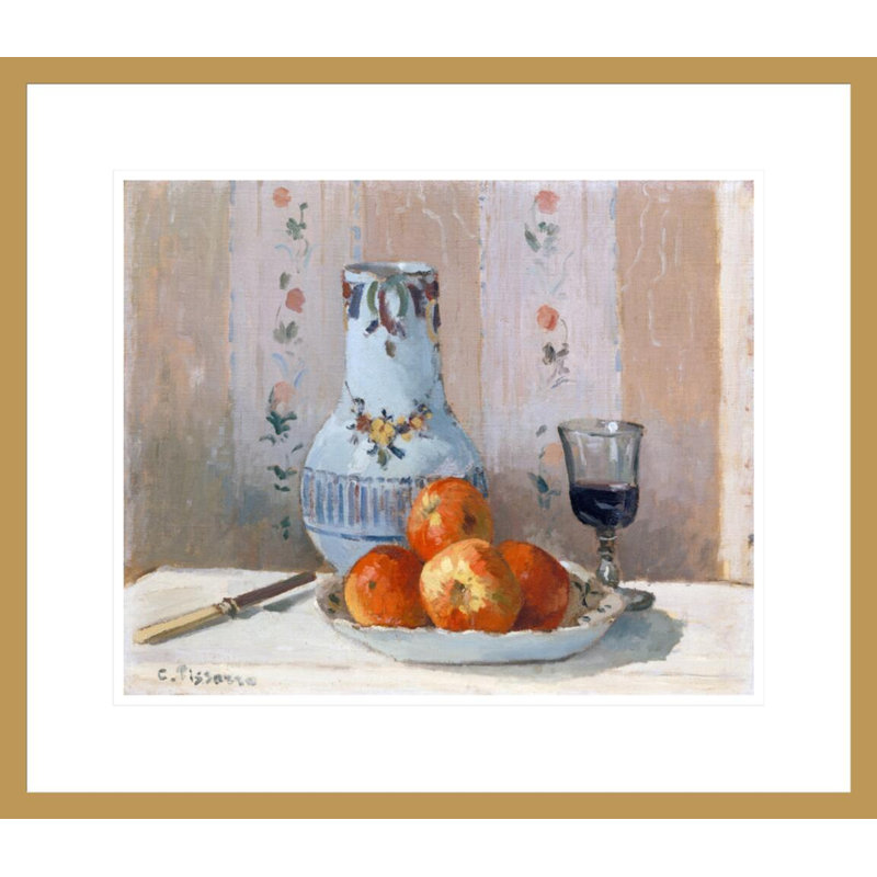 «Still Life with Apples and Pitcher» par Camille Pissarro, impression giclée sur cadre, H 17,75 po x l 20,44 po
