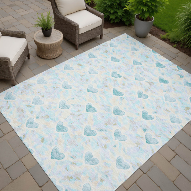 Machine Washable Indoor/Outdoor Chantille ACN2601 Kids Rug, 9' x 12', Teal
