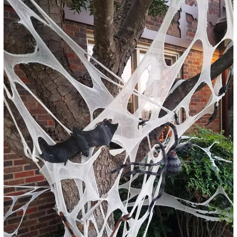 Toile d'araignée d'extérieur de 450 pieds carrés et décorations d'Halloween 49 po