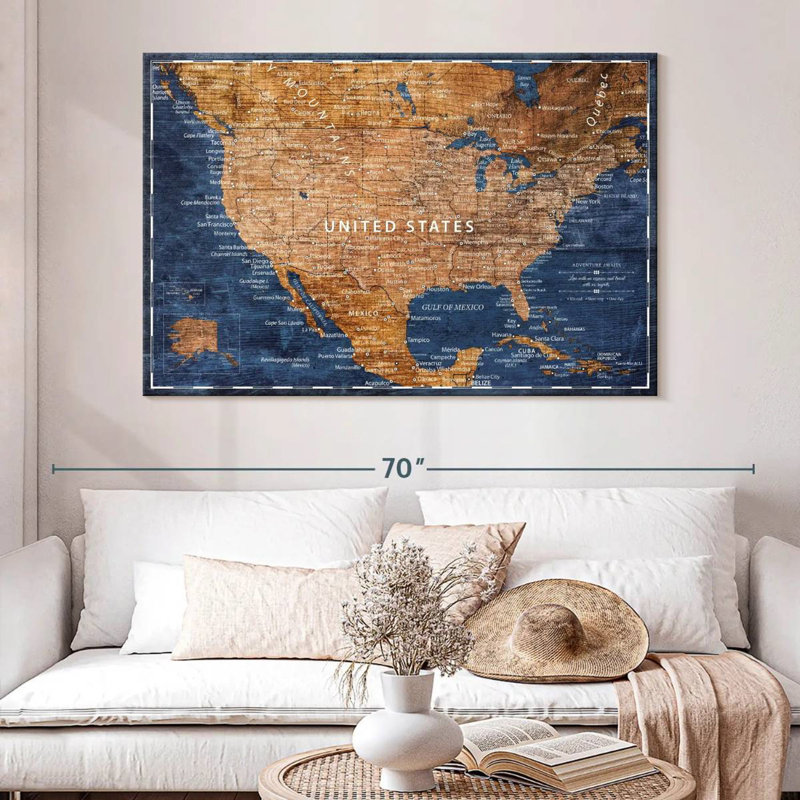 Brun et bleu, punaise Alvertia, 34" H x 51" W