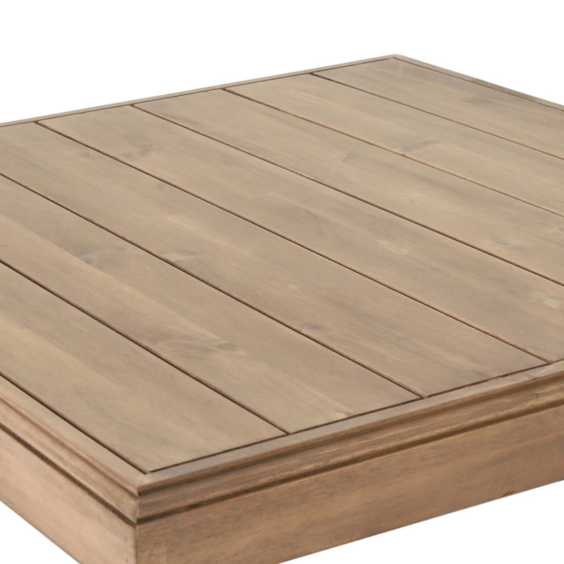 Table basse d'extérieur Chelsie, plateau à lattes, bois brun, carré 28 po