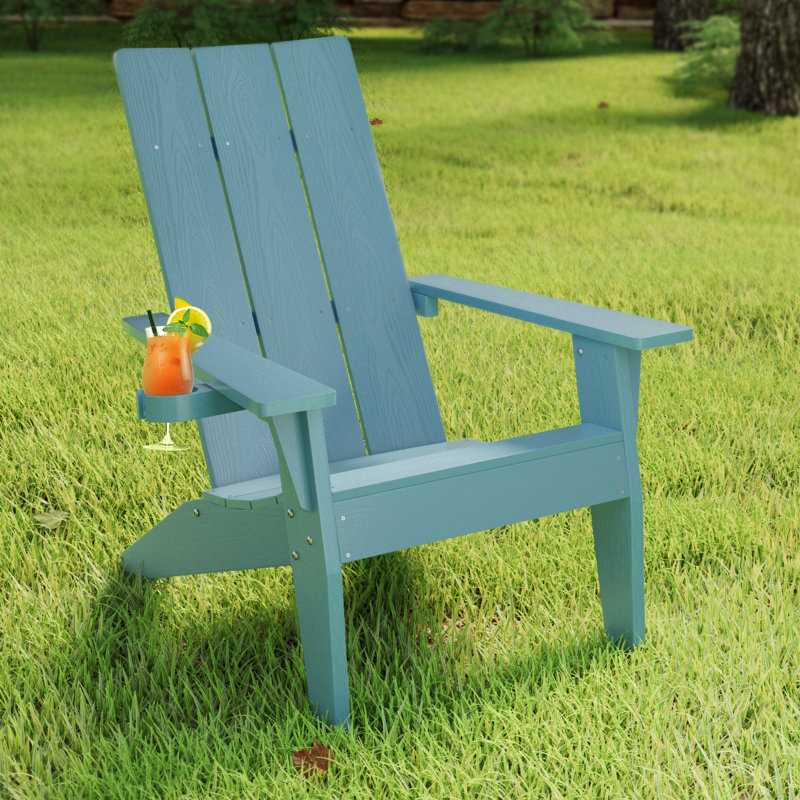 Chaise Adirondack en plastique / résine Harlean, Bleu