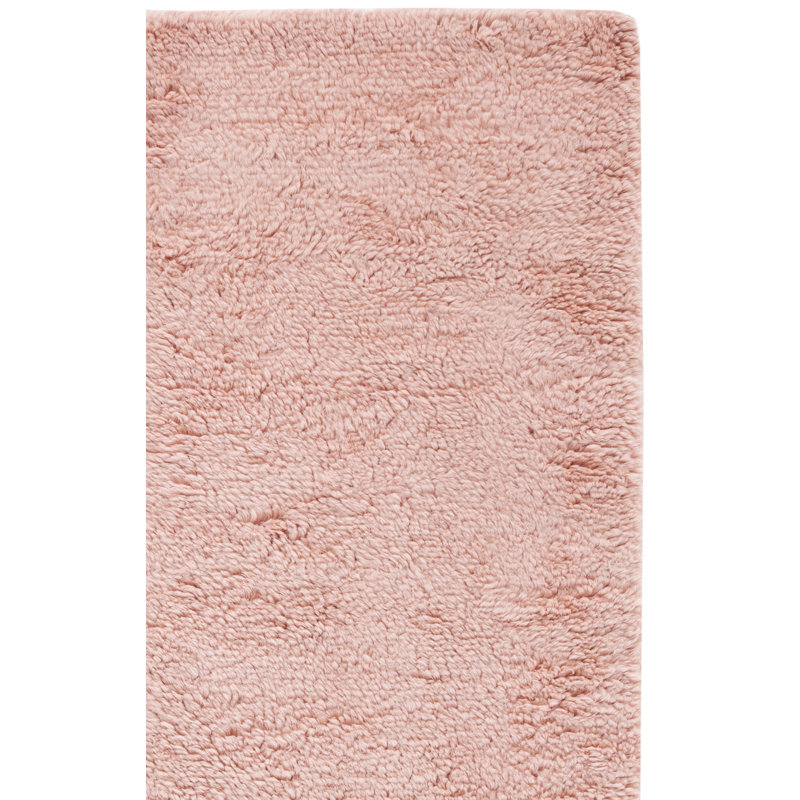 Crispus Hand Woven Wool/Cotton Solid Color Rug in Pink, Runner 2'3" x 9'