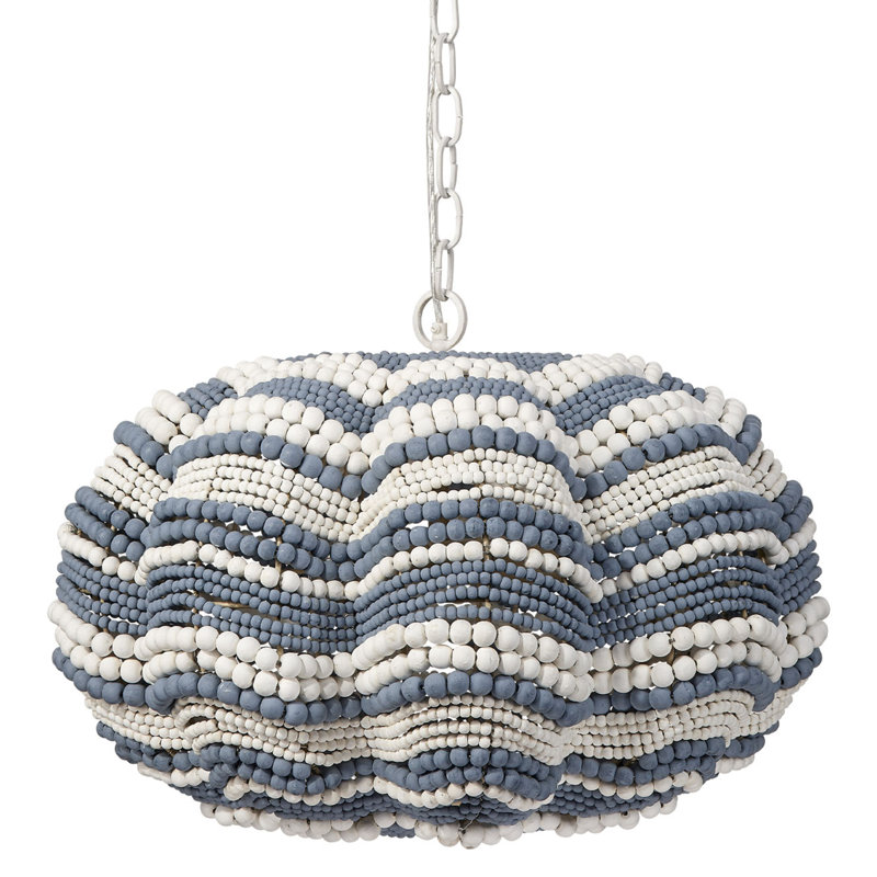 Lustre géométrique à 3 lumières Clamshell, Bleu