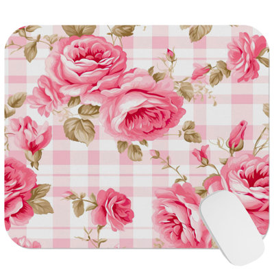 Floral Roses Pattern IV Flowers Gaming Cute Office Laptop Desk Pad Gift Mat Square Rectangle Non-Slip Mousepad